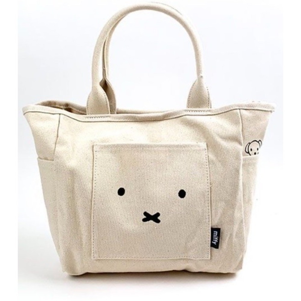 MIFFY Face Ivory Tote Lunch Back Insulated Pocket Canvas pockets